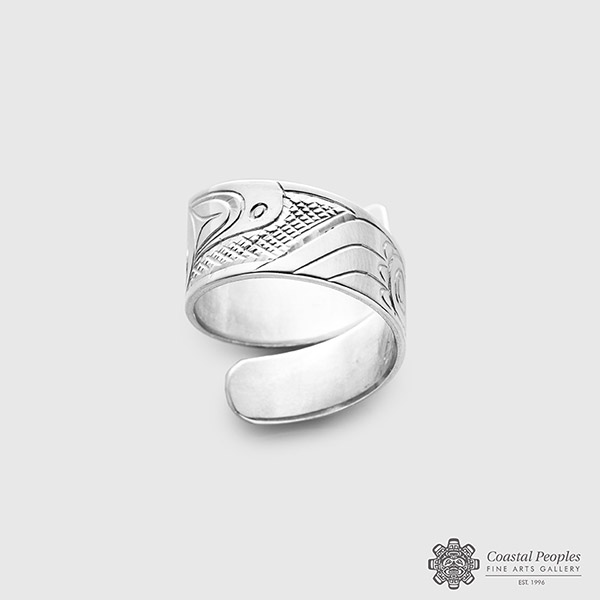 Engraved Sterling Silver Wolf Wrap Ring by Northwest Coast Native Artist Don Lancaster