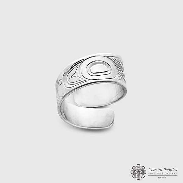 Engraved Sterling Silver Killerwhale Wrap Ring by Northwest Coast Native Artist Don Lancaster