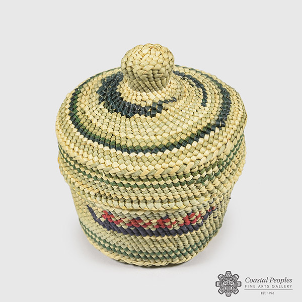 Hand Woven Grass Canoe Basket by Northwest Coast Native Artist Dorothy Shephard