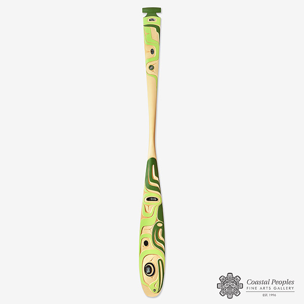 Wood and Shell Frog Paddle by Northwest Coast Native Artist Douglas David