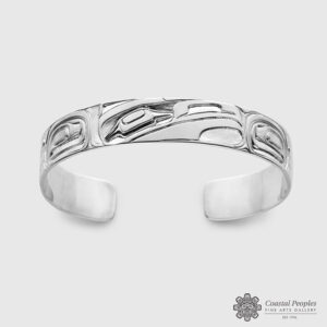 Engraved Sterling Silver Raven Bracelet by Northwest Coast Native Artist Richard Matthews