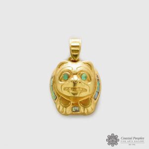 Gold and Abalone Shell Bear Cup Pendant by Northwest Coast Native Artist Gwaai Edenshaw