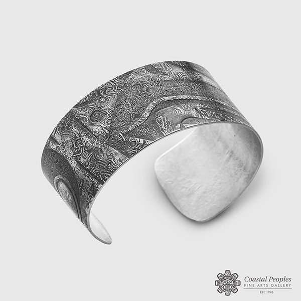 Sterling Silver Impressed Bracelet by Northwest Coast Native Artist Gwaai Edenshaw