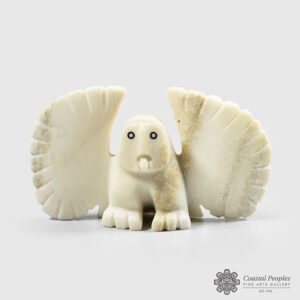 Marble Owl Sculpture by Inuit Artist Adamie Mathewsie