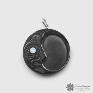 Carved Argillite Moon Pendant by Northwest Coast Native Artist Gryn White