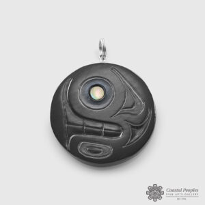 Carved Argillite Supernatural Moss Man Pendant by Northwest Coast Native Artist Gryn White