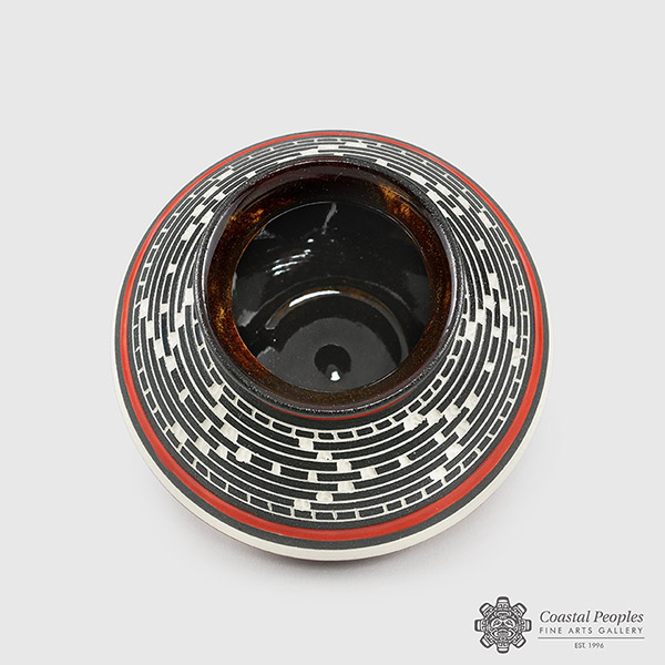 Engraved and Glazed Porcelain Basket Weave Vase by Northwest Coast Native Artist Patrick Leach