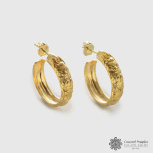 Gold Stone Ribs Hoops Earrings by Northwest Coast Native Artist Gwaai Edenshaw