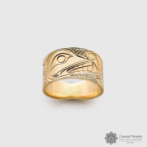 14k Yellow Gold Wolf Ring by Pacific Northwest Coast Native Artist Lloyd Wadhams Jr.