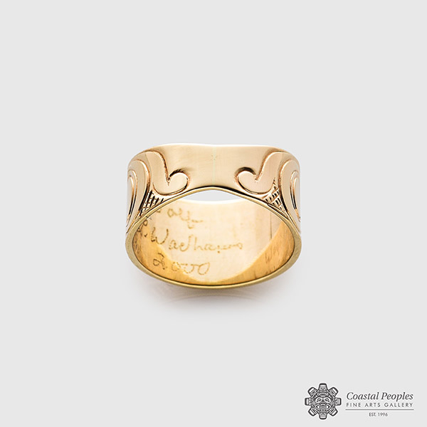 14k Yellow Gold Wolf Ring by Pacific Northwest Coast Native Artist Lloyd Wadhams Jr.