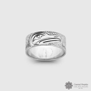 14k White Gold Raven Ring by Pacific Northwest Coast Native Artist Lloyd Wadhams Jr.