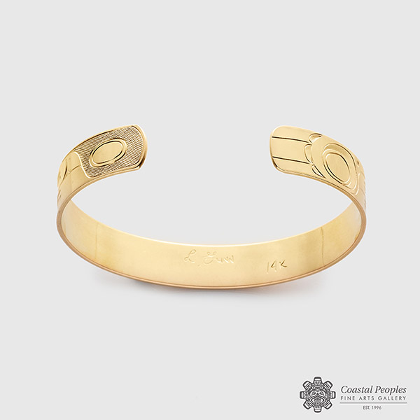 14k Yellow Gold Raven & Light Bracelet by Pacific Northwest Coast Native Artist Landon Gunn