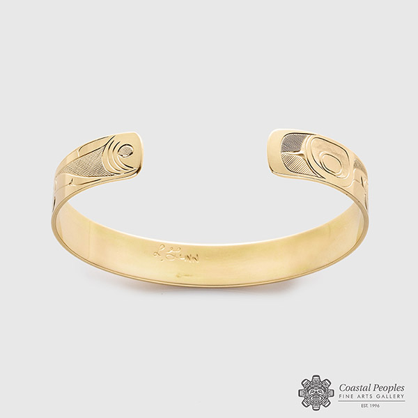 14k Yellow Gold Eagle & Raven Bracelet by Pacific Northwest Coast Native Artist Landon Gunn