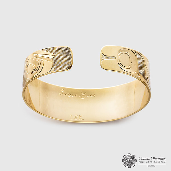 14k Yellow Gold Orca Bracelet by Pacific Northwest Coast Native Artist Landon Gunn