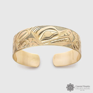 14k Yellow Gold Bear Mother & Cub Bracelet by Pacific Northwest Coast Native Artist Landon Gunn