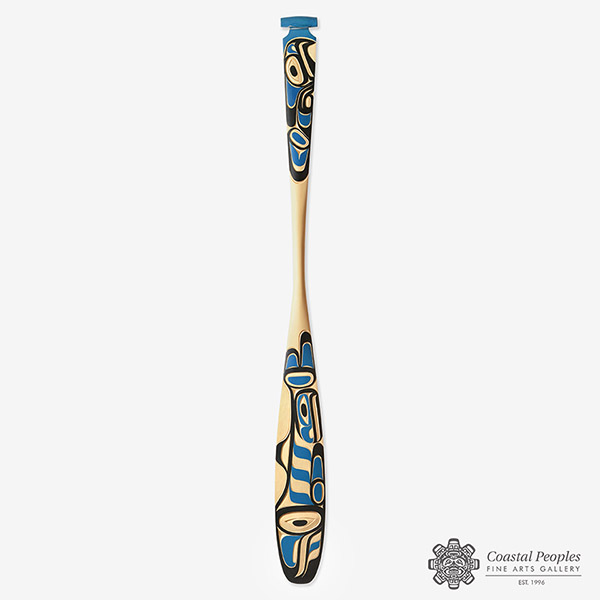 Yellow Cedar Wood Humpback Whale and Thunderbird Paddle by Northwest Coast Native Artist Guy Louie Jr.