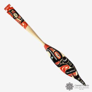 Yellow Cedar Wood and Shell Hiish-Miik Eagle Paddle by Northwest Coast Native Artist Moy Sutherland