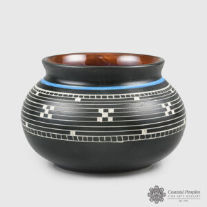 Engraved and Glazed Basket Weave Bowl by Northwest Coast Native Artist Patrick Leach