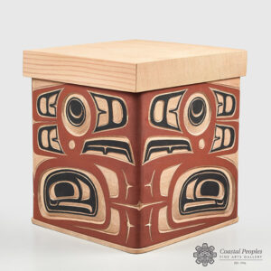 Red Cedar wood Eagle and Raven Bentwood Box By Northwest Coast Native Artist Victor Michael West