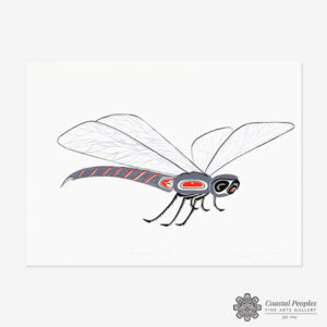 Dragon Fly acrylic painting on acid free paper by Northwest Coast Indigenous Artist Richard Shorty