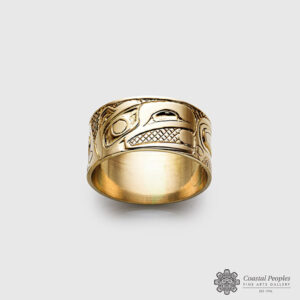 Raven with Light 14k gold ring by Canadian indigenous artist Carmen Goertzen