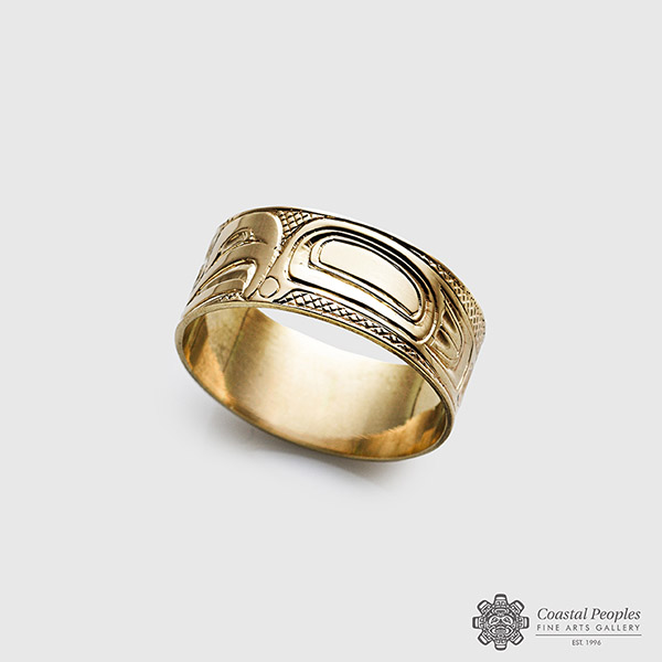 Eagle 14k gold ring by Canadian indigenous artist Carmen Goertzen