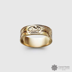 14k gold Killerwhale ring by Canadian indigenous artist Carmen Goertzen