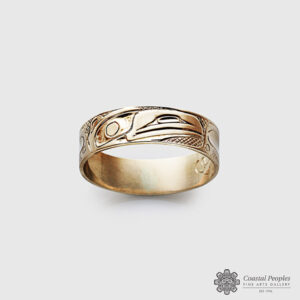 14k gold Raven ring by Canadian indigenous artist Carmen Goertzen