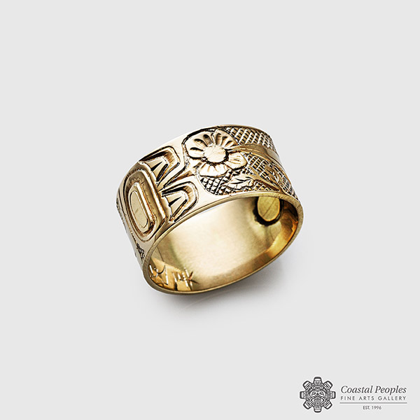 14k gold Hummingbird ring by Canadian indigenous artist Carmen Goertzen
