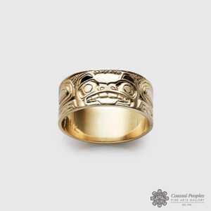 14k gold Frontal Bear ring by Canadian indigenous artist Carmen Goertzen