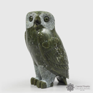 Stone Owl Sculpture by Inuit Native Artist Pitsiulak Qimirpik