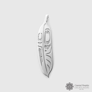 Silver Feather Pendant by Native Artist Trevor Angus