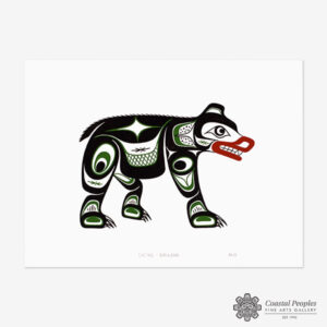 Chi-Mz-Black Bear (Black & Green) Original Painting by Native Artist Adonis David