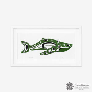 Grey Whale (Green) Original Painting by Native Artist Adonis David