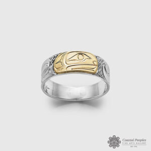 Silver & Gold Orca Ring by Native Artist Lloyd Wadhams Jr.