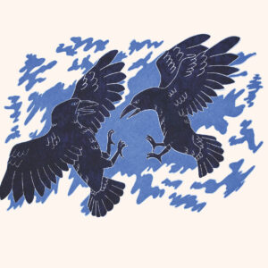 Aerial Standoff Graphic by Inuit Cape Dorset artist Killiktee Killiktee