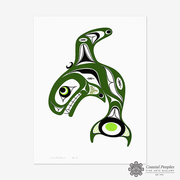 Killerwhale (Green) Original Painting by Native Artist Adonis David