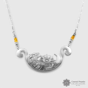 Silver Sea Otter With Urchin Necklace by Native Artist Harold Alfred