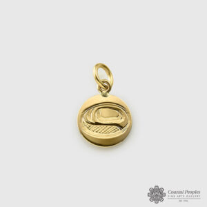 Gold Abstract Salmon Pendant by Native Artist Corrine Hunt