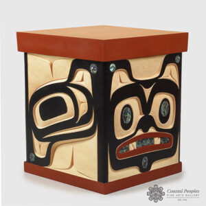 Bear with Salmon Trout Head Bentwood Box by Native Artist Adonis David