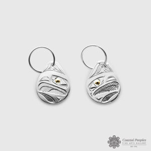 Silver & Gold Eagle Teardrops Hoop Earrings by Native Artist Corrine Hunt