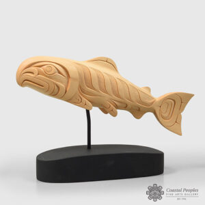 Wood Salmon Sculpture by Native Artist Erich Glendale