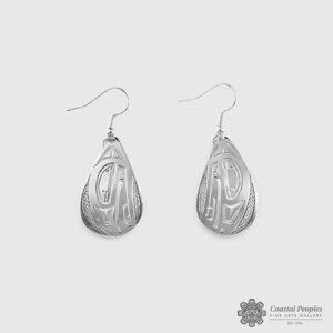 Silver Eagle Teardrops Earrings by native Artist Shirley Stanley