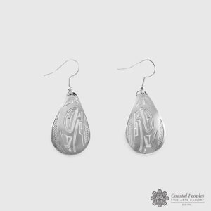 Silver Raven Teardrops Earrings by native Artist Shirley Stanley