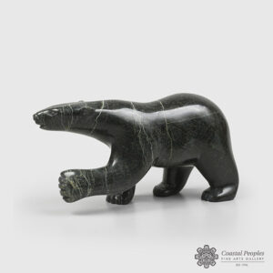 Stone Walking Polar Bear Sculpture by Inuit Native Artist Qoraq Nungusuitok