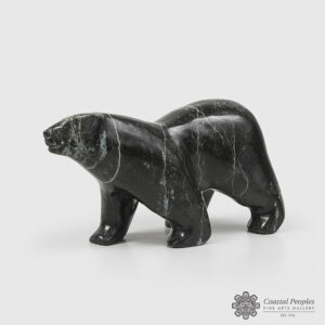 Stone Walking Polar Bear Sculpture by Inuit Native Artist Maleetu Akesuk