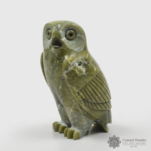 Stone Owl Sculpture by Inuit Native Artist Pitsiulak Qimirpik