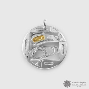 Silver and Gold Raven Pendant by native Artist Corrine Hunt